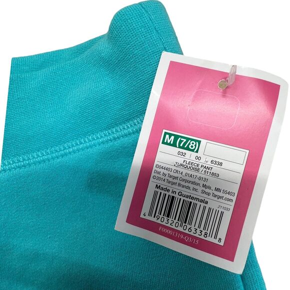New Circo Girls Fleece Straight Pants Small 7/8 Teal Melange Pull-On Tie Waist - Picture 5 of 5